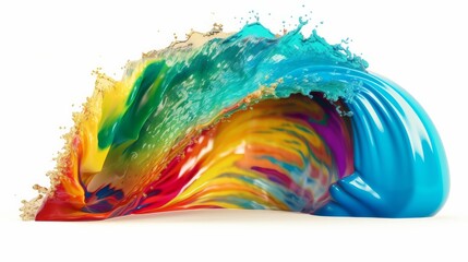 Rainbow wave. Colorful paint splash. Isolated design element on white background. Generative AI