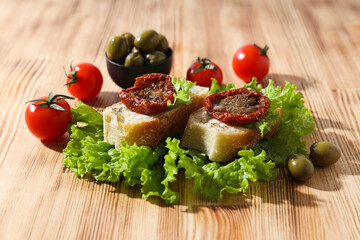 Sandwich with sun-dried tomato - tasty snack concept