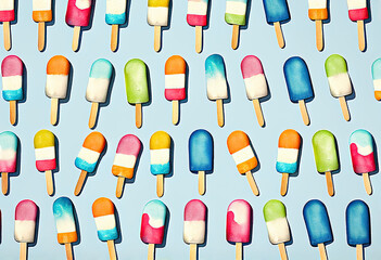 Seamless pattern of popsicles generative AI