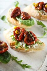 Sandwich with sun-dried tomato - tasty snack concept