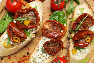 Sandwich with sun-dried tomato - tasty snack concept