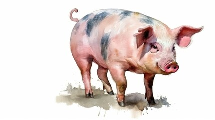 Wasserfarben Schwein, gezeichnet, generative AI