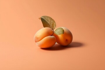 3D Render of an Apricot on Light Orange Background