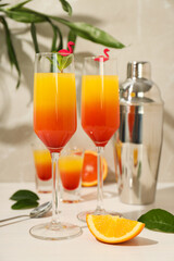 Orange cocktail, concept of fresh delicious summer citrus cocktail