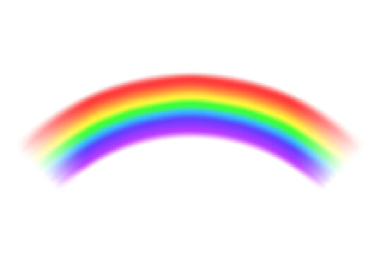 Realistic rainbow on transparent background. Colorful rainbow in arc shape. Transparent rainbow in full color spectrum