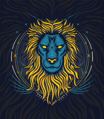 ferocious lion dark art illustration