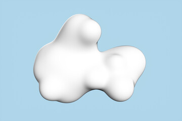 Close-up of a splash of white cream on a blue background. 3d rendering illustration
