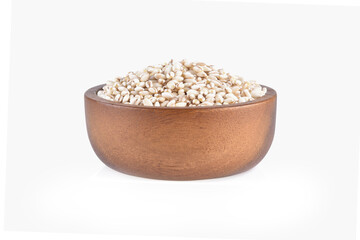 Heap of pearl barley isolated on white