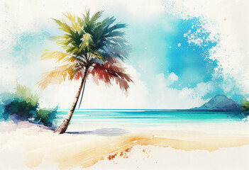 Beautiful tranquil white sand beach generative AI