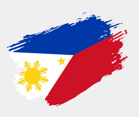 Artistic grunge brush flag of Philippines isolated on white background. Elegant texture of national country flag