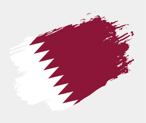 Artistic grunge brush flag of Qatar isolated on white background. Elegant texture of national country flag