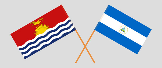 Crossed flags of Kiribati and Nicaragua. Official colors. Correct proportion