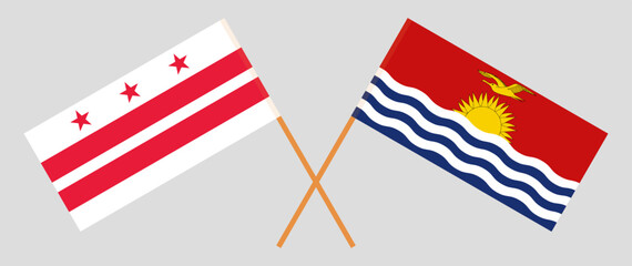 Crossed flags of the District of Columbia and Kiribati. Official colors. Correct proportion