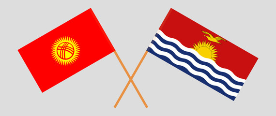 Crossed flags of Kyrgyzstan and Kiribati. Official colors. Correct proportion