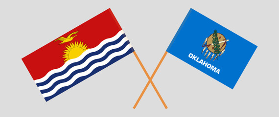 Crossed flags of Kiribati and The State of Oklahoma. Official colors. Correct proportion