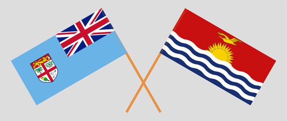 Crossed flags of Fiji and Kiribati. Official colors. Correct proportion