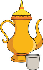 Tea Set Cartoon Colored Clipart Illustration