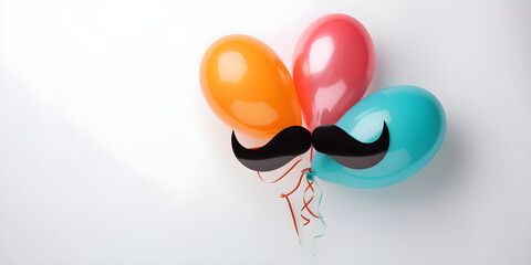 Mustache-shaped Balloon and white background. copy space. Father's Day concept art. 
Generative AI. 