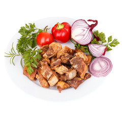 Salty fried pork greaves
