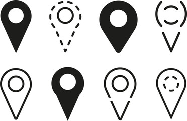 Location pin icon set. GPS location symbol. Location pin sign