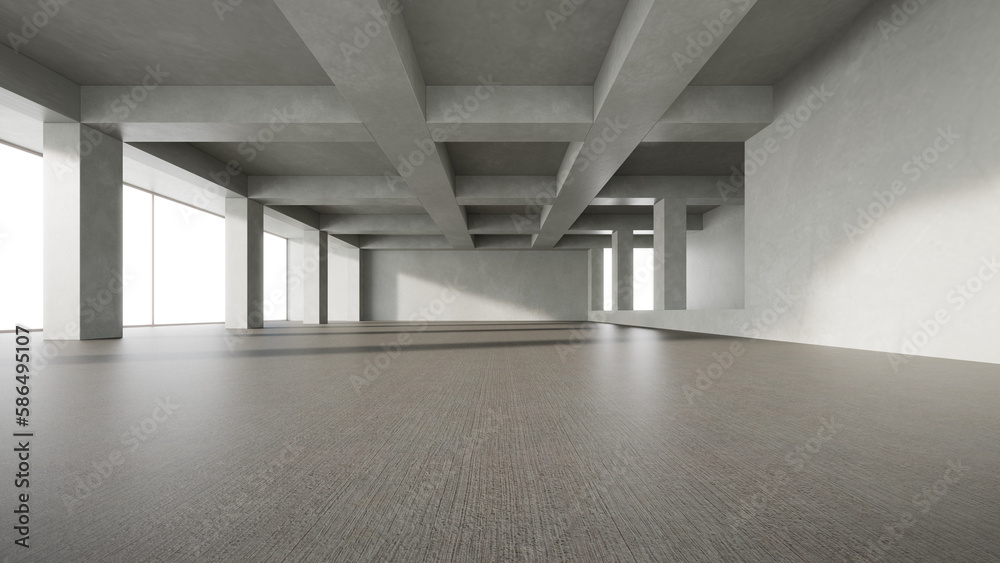 Poster 3d render of empty concrete room.