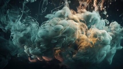Fototapeta na wymiar Teal black blue abstract smoke background, web background, generative ai