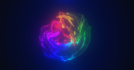 Abstract multicolored rainbow energy sphere transparent round bright glowing, magical abstract background