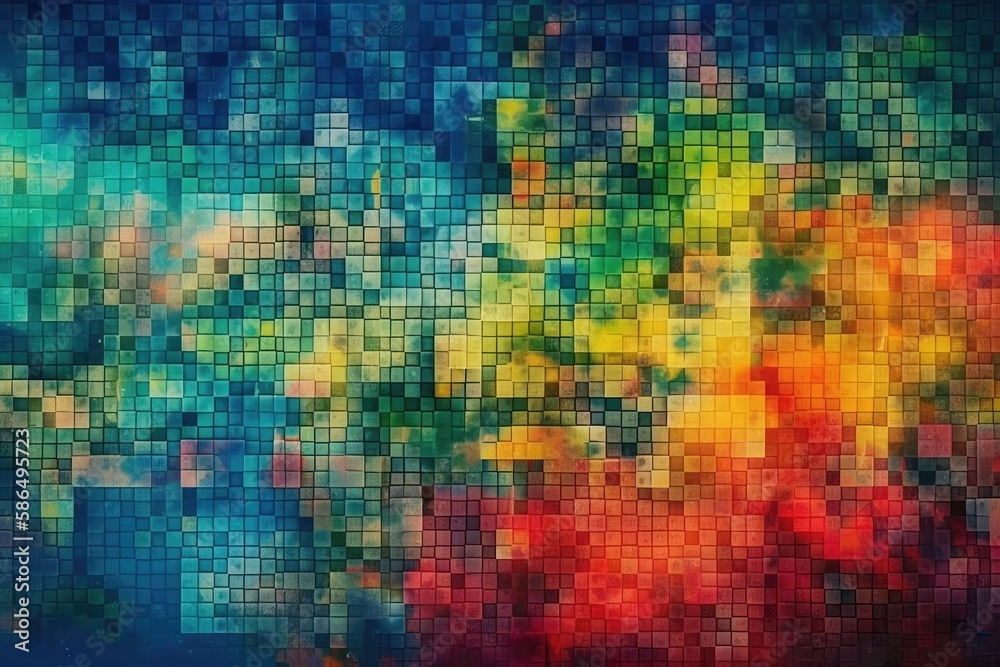 Canvas Prints colorful background with squares in various shades and hues. Generative AI