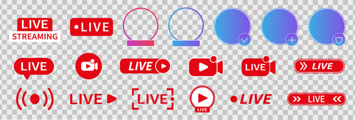 Live stream. Play button. Streaming, live broadcast, television, news, shows.