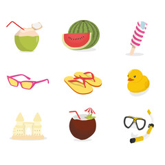 Set Summer Sticker Icon