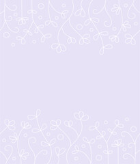 Obraz na płótnie Canvas Fioletowa ramka minimalistyczne tło narysowane kwiatki