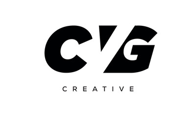 CVG letters negative space logo design. creative typography monogram vector