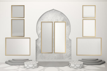 Arabic Frames On Wall In White Background