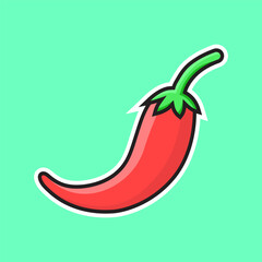 Red Chili Sticker Icon Isolated Vector Illustration