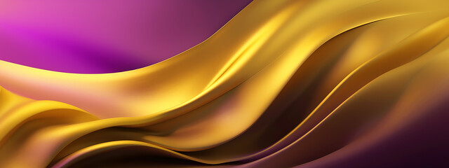 Smooth golden silk fabric flowing against a purple backdrop, perfect for high-end design and luxury themes