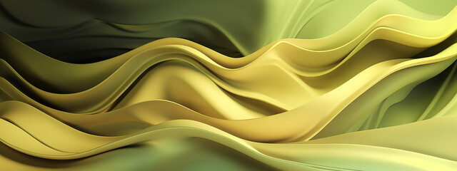 Obraz premium Abstract background featuring undulating fabric in varying shades of green, conveying a calm, natural feel