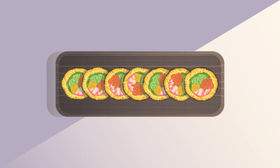 한국 음식 다이어트 계란 김밥 일러스트 벡터, Korean food diet egg gimbap illustration vector