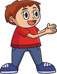 Happy Boy Cartoon Colored Clipart Illustration