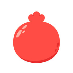 Pomegranate fruit in continuous cartoon vector style. Pomegranate contour with color. Flat isolated illustration.