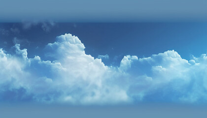 Naklejka na ściany i meble Abstract minimal blue background with white clouds flying. Generative Ai.