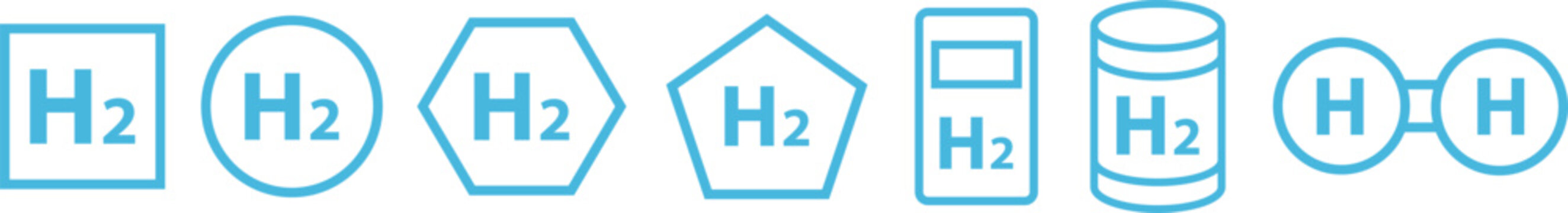 set of vector icons with different hydrogen symbols
