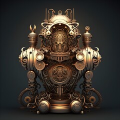 Fototapeta na wymiar An Intricately Detailed Steampunk Automaton Depicted