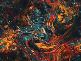 Bright fluid paint pattern Dynamic liquid shapes seamless background created with Generative AI technology