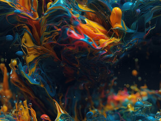 Bright fluid paint pattern Dynamic liquid shapes seamless background created with Generative AI technology