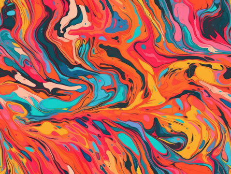 Bright fluid paint flat pattern Dynamic liquid shapes seamless background created with Generative AI technology