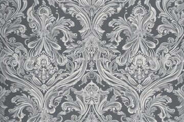 decorative gray and white wallpaper with intricate patterns and designs. Generative AI