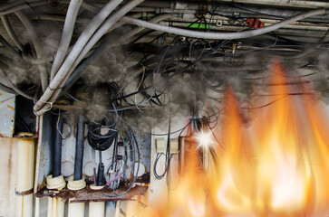Power failure in the transformer cause a fire Due to the condition of the old power cord is damaged.