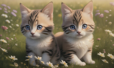 A cute young cat, big-eyed, smiling and charming. Generative AI