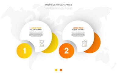 Engaging 2-Step Infographic with Colorful Circles - Vector Template File for Presentations and Reports