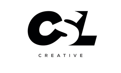 CSL letters negative space logo design. creative typography monogram vector